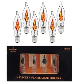 Flicker Flame Shaped Light Bulbs, E12 Replacement Bulbs, Dances with a Flickering Orange Glow, 1 Watt, 120 Volt (6-Pack)