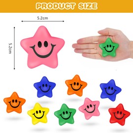 Ainiv Pack of 24 Star Smile Face Stress Balls, 5.2 cm Star Foam Smile Ball Star Shape Stress Ball Relief Star Stress Ball Smile Stress Ball for School Reward Student Party Bag Fillers