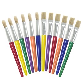 4E's Novelty 12Pcs Kids Paint Brushes, Thick Round & Flat Paint Tools for Kids for Arts and Crafts, Creative Preschool Paint Brush for Acrylic Paint, Toddler Paint Brush Express Creativeness