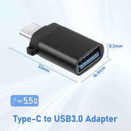 OFFCUP USB C to USB Adapter, 1 Pack USB C Male to USB 3.0 Female Adapter with Keychain, Thunderbolt 4/3 OTG Converter for iPhone15/16 MacBook Pro/Air22/23 Galaxy Dell XPS and More Type C Devices