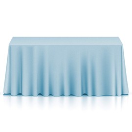 Lann's Linens - 5 Premium 90" x 132" Tablecloths for Wedding/Banquet/Restaurant - Rectangular Polyester Fabric Table Cloths - Baby Blue