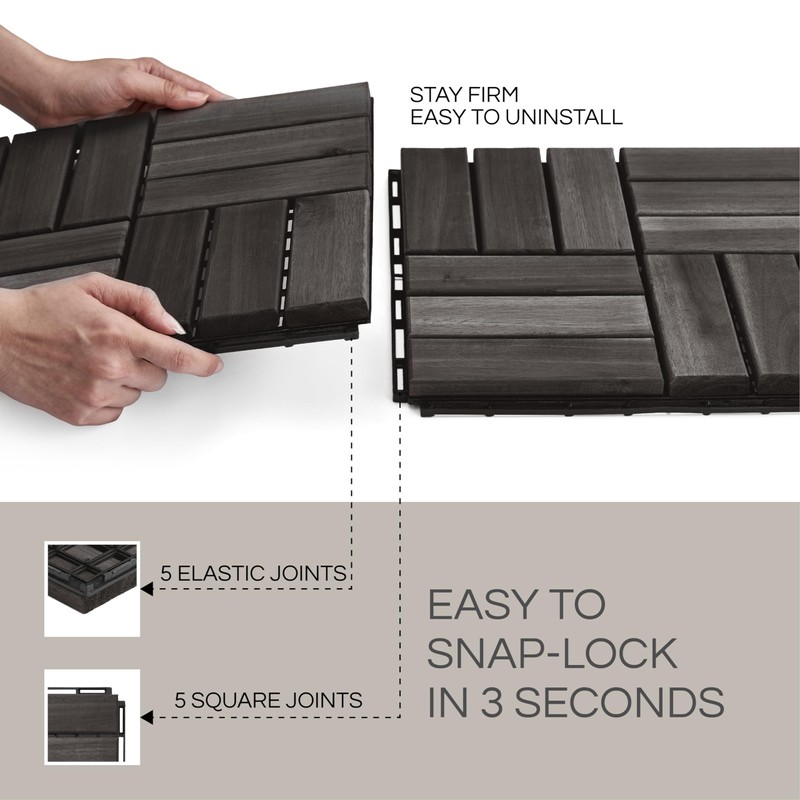 10 Pcs Interlocking Deck Tiles, Patio Flooring - Outdoor Waterproof