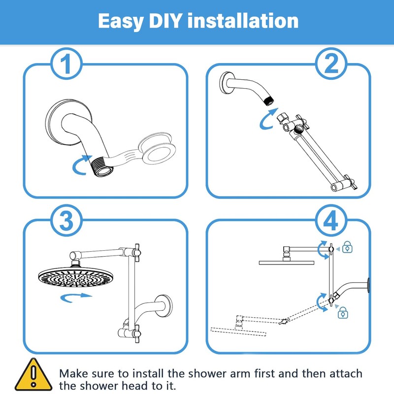 JINYOMFLY Shower Arm Extension 16" Shower Head Extension Arm Shower