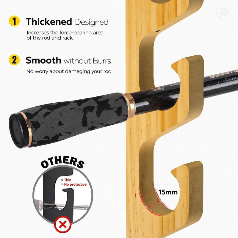 PLUSINNO WH5 Horizontal Fishing Rod/Pole Holders for Garage, Wall or