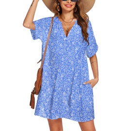 AI'MAGE - Traje de baño para mujer, traje de baño de playa, traje de baño con bolsillos, A-a-blue Flowers, Small