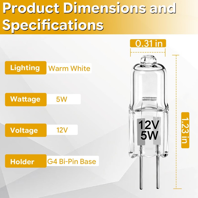 SDRZJX 5W 12V Bulbs for BBQ Grill Clear White Light