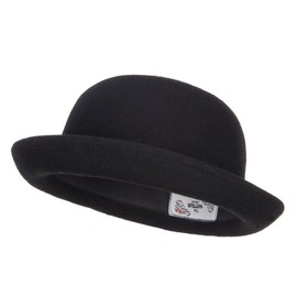 e4Hats.com Big Size Wool Felt Upturn Brim Bowler Hat - Black XL-2XL