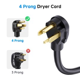 Cable Matters 4 Prong Dryer Cord - 6ft, Supports 30A/250V/7500W, 10AWG, NEMA 14-30P to 4 Wire, Dryer Power Cord