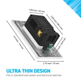 Coby USB Wall Outlet Dual High Speed 6.0 Amp USB Ports with Smart Chip, USB Type C Port, 15A Duplex Tamper Resistant Receptacle Electrical Outlet, Pack of 2