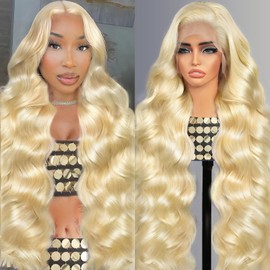 Quiport 613 13x6 Lace Front Wig Human Hair 26 Inch Blonde Wig Human Hair 210% Density Body Wave HD Transparent Lace Front Wigs Pre Plucked Blonde HD Lace Frontal Wig 13x6 613 Lace Front Wig for Women