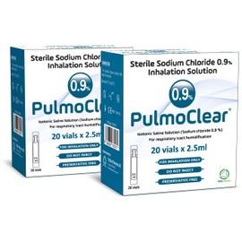 PULMOCLEAR Sterile Isotonic 0.9% Sodium Chloride - NaCl Inhalation Saline Solution for Airway Humification – 40 X 2.5 ml Unit Dose Vial, Pharmaceutical Grade