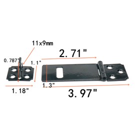 Tsnamay 8Pcs 3Inch Black Padlock Hasp,Door Slide Latch Lock Black Painted Iron Lock Black Iron with Screws for Home Yard Garden