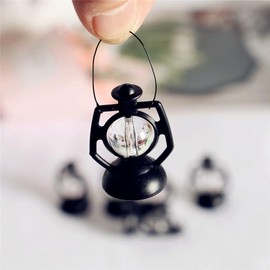 Miniature Lantern Mini Kerosene Lamp Light Dollhouse Decoration Accessories, 1:12 Dollhouse Miniature Kerosene Lamp,Dollhouse Accessories(Type 2-with Light)