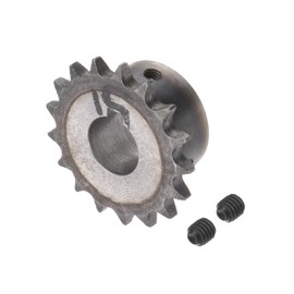 Kozelo DIN/ISO 06B Roller Sprocket 17Z [19 mm Bore x 3/8 Inch Pitch] Motor Drive Gear for Machines, A3 Carbon Steel, Silver Tone