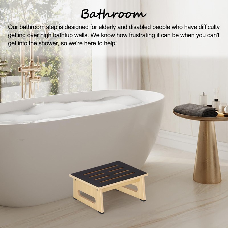 One Step Stool for Adults Seniors with Non-Slip Rubber Stepping
