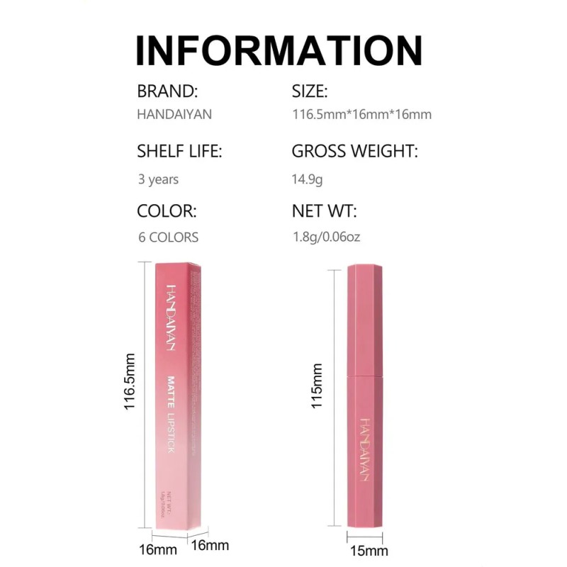 Ii Kit 6 Labiales Mate Barra Delgada Indeleble Sedoso ~