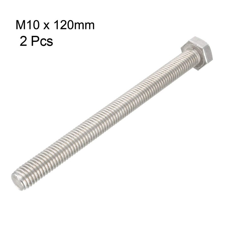 uxcell M10x120mm Hex Bolts 304 Stainless Steel Hexagon Screw Bolt