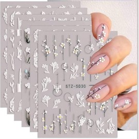 Pegatinas de uñas de flores y calcomanías para el arte de uñas - pink, mariposa, stud accessories de uñas - fácil de aplicar pegatinas de uñas para el estilo de 4 hojas