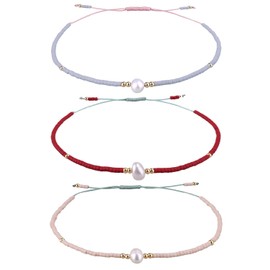 KELITCH 3 Stücke Perlenarmbänder Farbe Miyuki Perlen Charm Freundschaftsarmbänder Handgefertigte verstellbare Armbänder für Frauen Mädchen (02K)