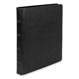 Samsill Vintage Leather Mini 3 Ring Binder 0.5 Inch Round Ring (Holds 100 Sheets), 5.5 x 8.5 Inch Documents, Professional Organizer, Planner, Notebook, Black