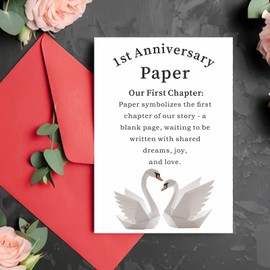 1 Year Anniversary Paper Gifts for Boyfriend Girlfriend Paper Anniversary Day Gifts for Husband Wife White Elephant Christmas Card for Couple 1 Year Wedding Anniversarry Cards for Him Valentine