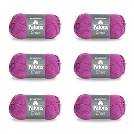 Patons Grace Orchid Yarn - 6 Pack of 1.75oz/50g - Cotton - 3 DK - 136 Yards - Knitting/Crochet