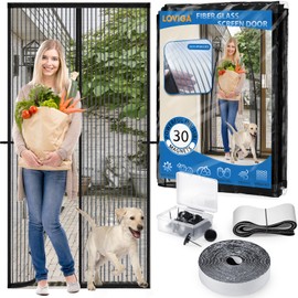 Heavy Duty Door Screen Magnetic Closure, LOVIGA Thickened Fiberglass Screen Door Mesh, Self Sealing, Tear Resistant, Easy Assemble, Fine Mesh Keep Bugs Out Fit Door Size 36 Inch X 82 Inch