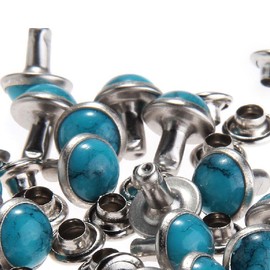 RUBYCA Blue Turquoise Rapid Rivets Studs DIY Leather-Craft for Bag Shoes Bracelet Tandy Leather 10MM 100pcs