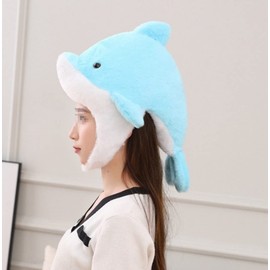 DOKiDOKI Dolphin Hat, Cosplay, Cute, Transformation Mask, Head, Stuffed Toy, Kigurumi, Headwear, Fluffy, Cute, Halloween, Sea Pig Aquarium