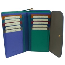 Ladies Leather Medium Zip Around Purse/Wallet by Golunski Multi Colourful