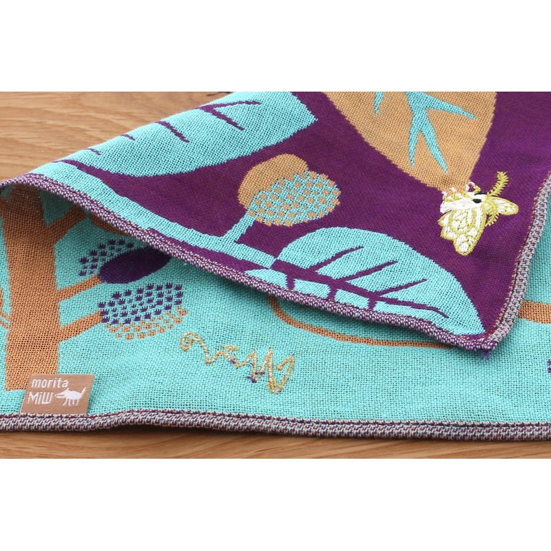 Kusubashi Mon Ori morita MiW Gauze Handkerchief, Silk Moth, Purple,
