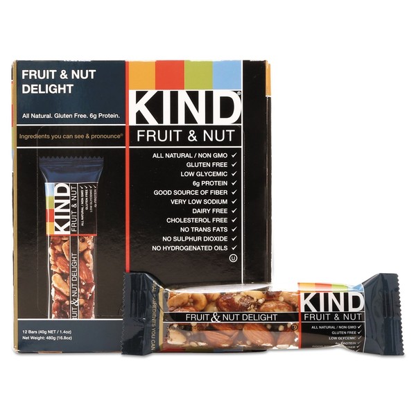 KIND Fruit + Nut Bar, Fruit & Nut Delight, 1.4-Ounce Bars (Pack of 8)