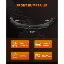FINDAUTO Universal 3PCS Front Bumper Lip Chin Spoiler Wing Body Kits PP Glossy Black