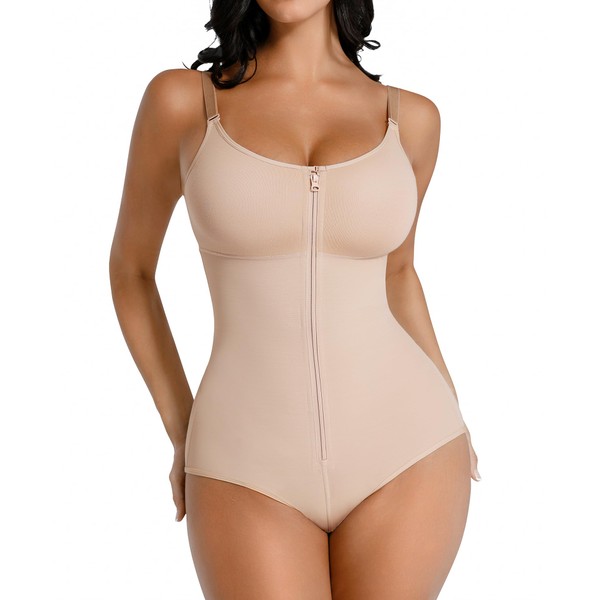 FeelinGirl Body Shaper Tummy Control Shapewear Zipper Full Bust Compression