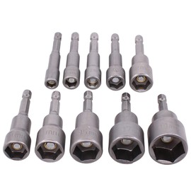 Doo Engy 6-19 mm Socket Bit Nut Set 1/4 Inch Hexagonal Magnetic Socket Wrench Adapter Socket Set for Drill or Cordless Screwdriver 10-Piece