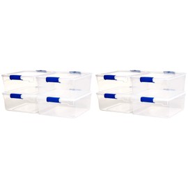 HOMZ Heavy Duty Modular Stackable Storage Tote Containers with Latching Lids, 15.5 Quart Capacity, Clear, 8 Pack