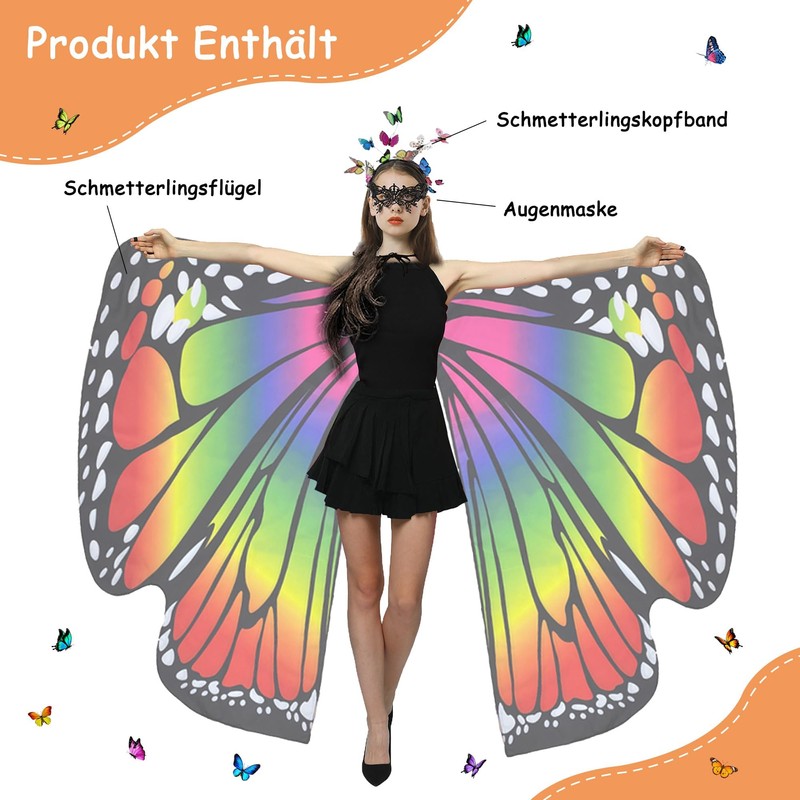 Sundonix Butterfly Wings Fairy Costume Adult - Monarch Moth Wings