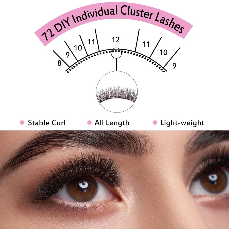 Cluster Eyelashes, Pack of 72 Eyelash Clusters, DIY Eyelash Extensions,