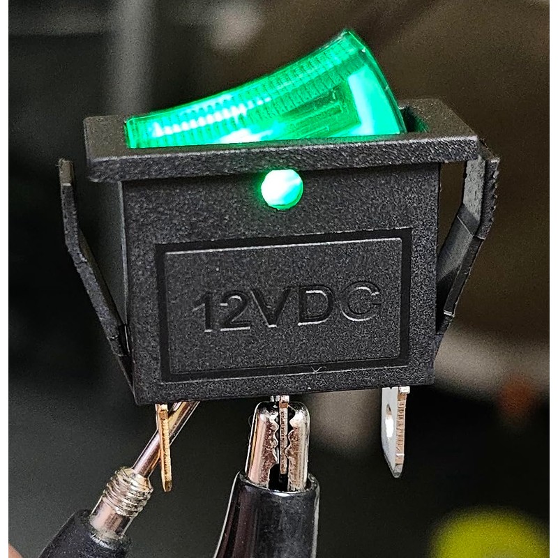 12V 16A 3-Pin Rocker Switch Car Rocker Switch Green Illuminated