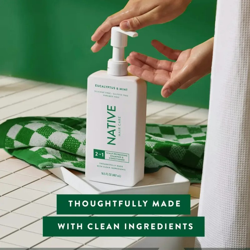 Shampoo Native Hair Vegano de Eucalyptus y Mint en Dosificador