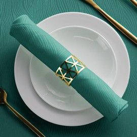 SPRICA Jacquard Napkins 48x48cm Set of 4 Pieces Decorative Washable Reusable Napkin, Cyan