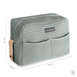 MIMUSELINA Pram Organiser with Large Capacity Pram Bag with + 7 Compartments - Changing Bag Pushchair Adjustable on the Handlebar of the Pram, mint