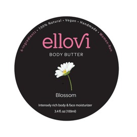 Ellovi Manteca Corporal Totalmente Natural - Tan Pura que Podrías Comerla - Hecha Solo con 6 Ingredientes Veganos - Hidratante Ultra Rica 100% a Base de Plantas para una Piel Naturalmente Saludable (Blossom)