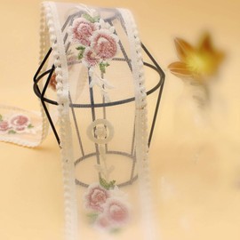 Lace Border, Delicate Cotton Embroidery Ribbon for Wedding/Bridal Decoration, DIY Craft Sewing Home Decoration, 10 Yards (Beige)