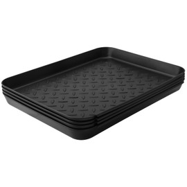 YIXNSW 4 pieces 35 x 27.5 x 3 cm shoe drip tray, shoe tray with raised, shoe mat tray, shoe rack for indoor and outdoor shoe racks, umbrellas, black