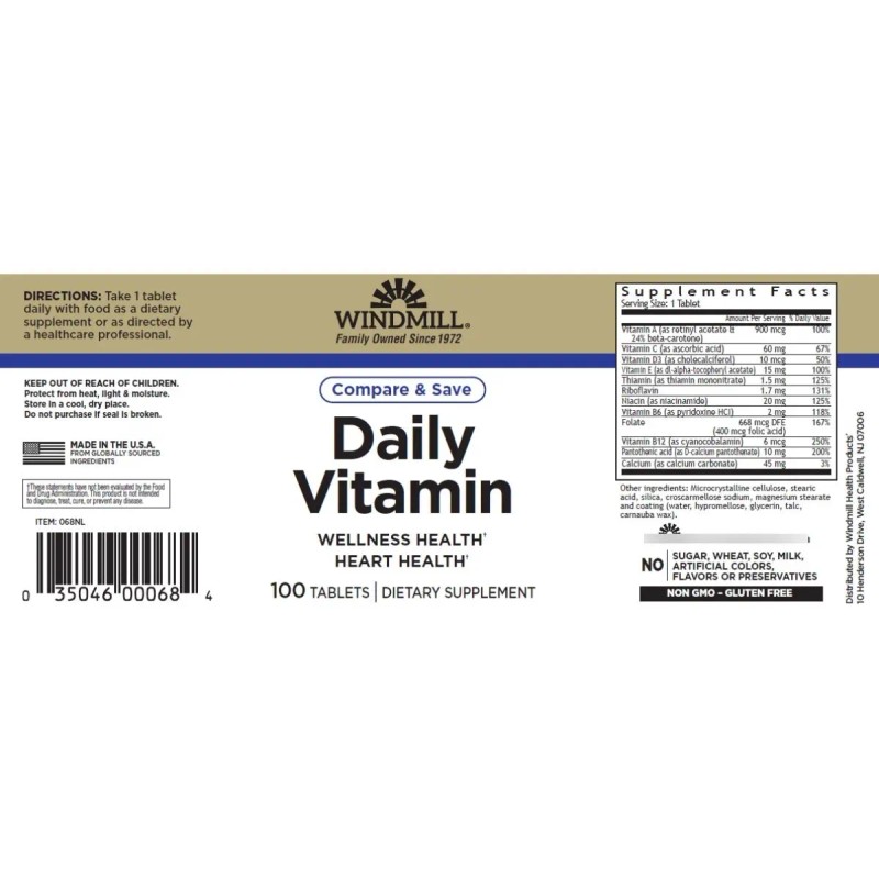 Multivitaminico Daily Vitamin 100 Tabs Windmill Es
