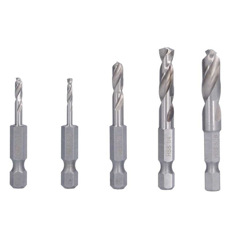 KIMISS 5 Pcs High Speed Steel Hex Shank Drill Bits