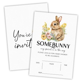 25 Pcs Easter Baby Shower Invitations - Some Bunny Very Special Is On The Way - Spring Wildflowers Baby Shower Supplies For Boys Girls - Gender Reveal, Baby Announcement Party Favor & Supplies (G03)