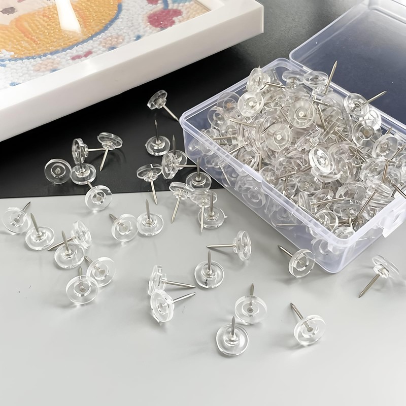 150Pcs Clear Push Board Pins for Pinboard, Drawing Map Pins