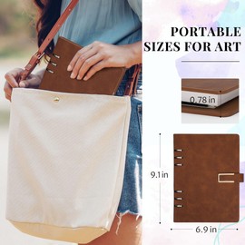 Vienrose 9" x 7" 3 Ring Watercolor Sketchbook, Faux Leather Cover Professional Art Journal with Detachable 24 Sheets 48 Pages, Ideal for Water Coloring, Sketching, Painting, Darkbrown